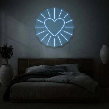 Herz Symbol mit Strahlen LED-Neonschild für Schlafzimmer Wohnzimmer
