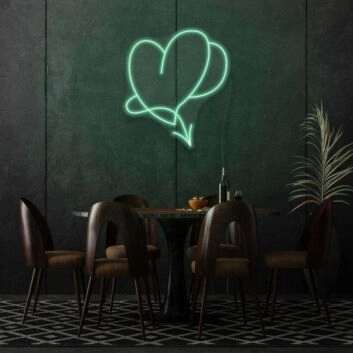 zwei Herzen Symbol LED-Neonschild für Wohnzimmer und Restaurant