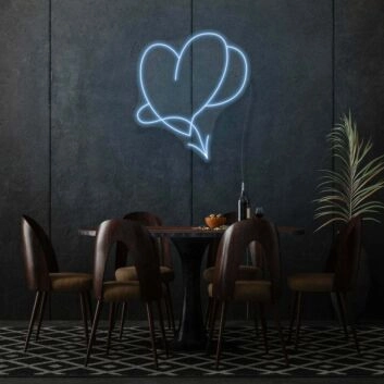 zwei Herzen Symbol LED-Neonschild für Wohnzimmer und Restaurant