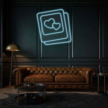 zwei Herzen in Bilderrahmen LED-Neonschild für Wohnzimmer oder Schlafzimmer
