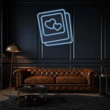zwei Herzen in Bilderrahmen LED-Neonschild für Wohnzimmer oder Schlafzimmer