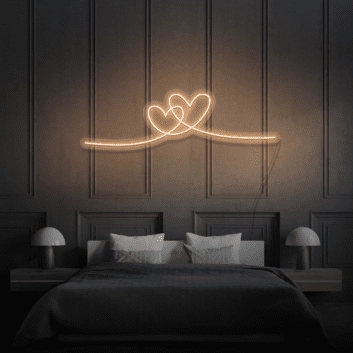 zwei verbundene Herzen LED-Neonschild für Schlafzimmer und Wohnzimmer