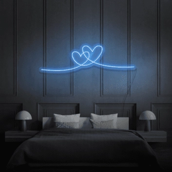 zwei verbundene Herzen LED-Neonschild für Schlafzimmer und Wohnzimmer
