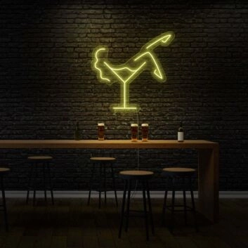 Cocktailglas mit Frauenbeinsilhouette LED-Neonschild für Bar Club