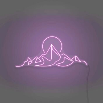 Berglandschaft mit Sonne LED-Neonschild für Wohnzimmer oder Schlafzimmer