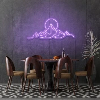 Berglandschaft mit Sonne LED-Neonschild für Wohnzimmer oder Schlafzimmer
