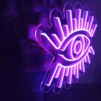 Auge mit Strahlen LED-Neonschild für Wohnzimmer oder Studio