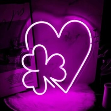 Herz mit Kleeblatt LED-Neonschild Wohnzimmer Schlafzimmer