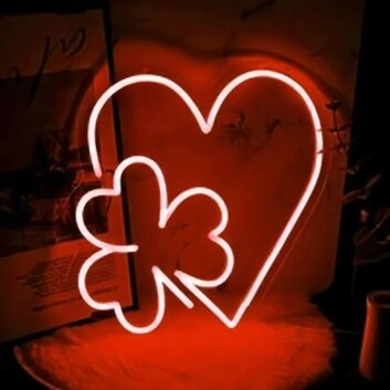 Herz mit Kleeblatt LED-Neonschild Wohnzimmer Schlafzimmer