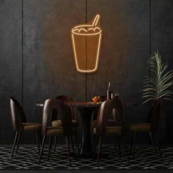 Getränkebecher mit Strohhalm LED-Neonschild für Café Bar