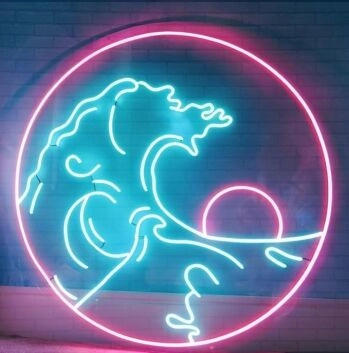 Meereswelle mit Sonnenuntergang LED-Neonschild Wohnzimmer Bar