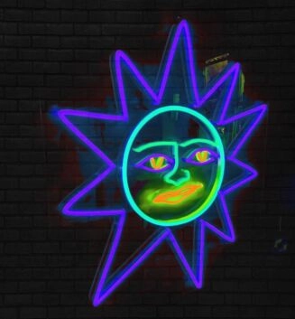 Sonne mit Strahlen LED-Neonschild für Wohnzimmer und Café