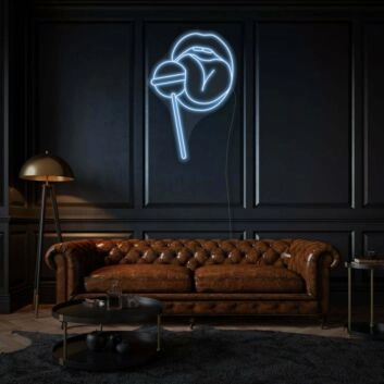 Lippen mit Lutscher LED-Neonschild Wohnzimmer Bar