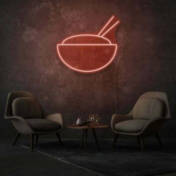 Suppenschüssel mit Essstäbchen LED-Neonschild für Restaurant und Wohnzimmer