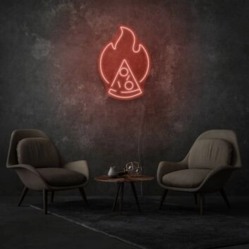 Pizzastück mit Flamme LED-Neonschild für Restaurant Bar