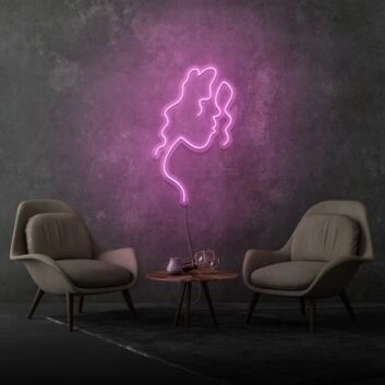 Kontur eines Frauenprofils LED-Neonschild für Wohnzimmer Studio