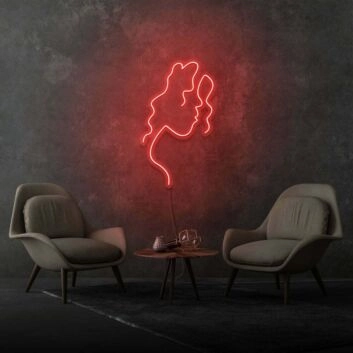 Kontur eines Frauenprofils LED-Neonschild für Wohnzimmer Studio