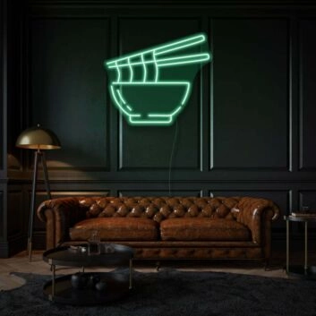 Schüssel mit Nudeln und Essstäbchen LED-Neonschild für Restaurant und Wohnzimmer