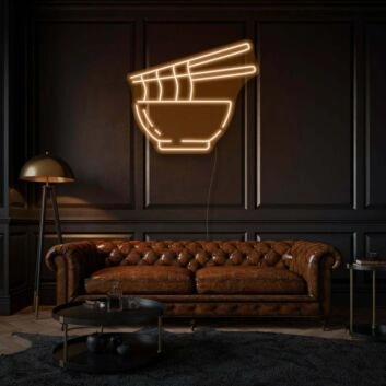 Schüssel mit Nudeln und Essstäbchen LED-Neonschild für Restaurant und Wohnzimmer