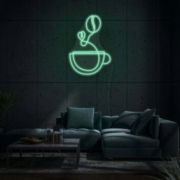 Kaffeetasse mit Kaffeebohne LED-Neonschild für Wohnzimmer oder Café