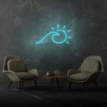 Welle mit Sonne LED-Neonschild für Wohnzimmer Strandbar