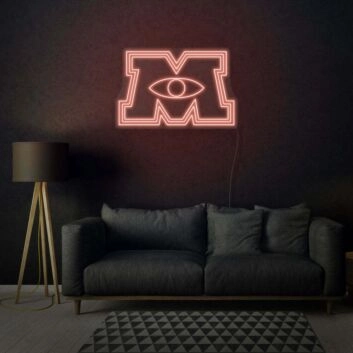 Buchstabe M mit Auge LED-Neonschild Wohnzimmer Lounge