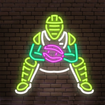 Baseballspieler Neon LED Wandlicht