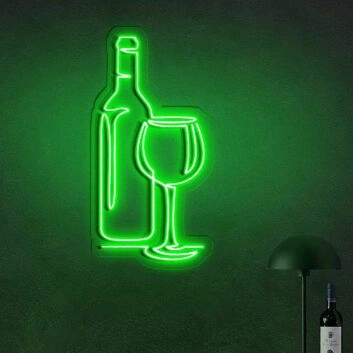 Weinflasche und Weinglas LED-Neonschild für Bar und Wohnzimmer