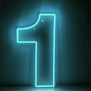 LED Neon Zahl 1 als moderne Wanddekoration