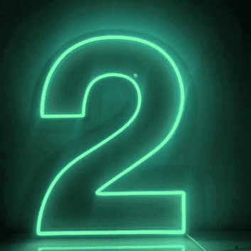 Zahl Zwei LED Neonschild für Bar und Cafe