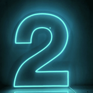 Zahl Zwei LED Neonschild für Bar und Cafe
