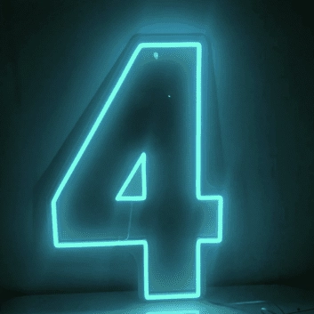 LED Neon Zahl 4 als moderne Wanddekoration