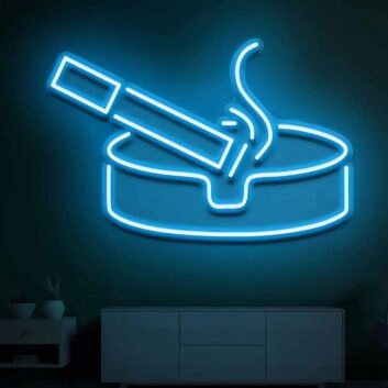 Zigarette im Aschenbecher LED-Neonschild für Bar, Club und Raucherbereich