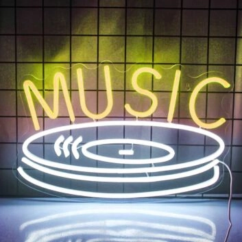 Music LED Neonschild mit Schallplatten Motiv