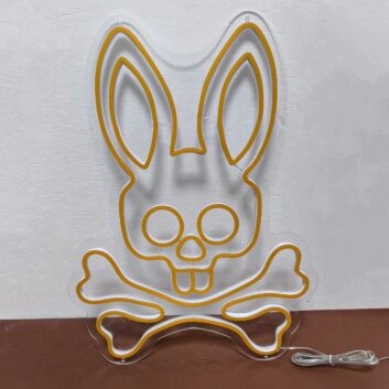 Hasenschädel mit gekreuzten Knochen LED-Neonschild für Bar Club