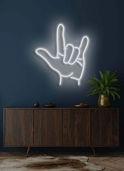 Handsymbol Ich liebe dich LED-Neonschild Wohnzimmer Schlafzimmer