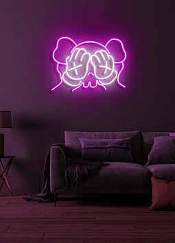 Panda mit verdeckten Augen LED-Neonschild für Wohnzimmer