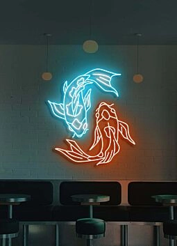 Koi Fische LED-Neonschild für Restaurant und Wohnzimmer