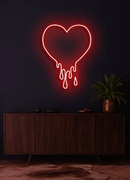 tropfendes Herz LED-Neonschild für Wohnzimmer Schlafzimmer