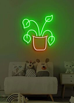 Topfpflanze LED-Neonschild für Wohnzimmer oder Kinderzimmer
