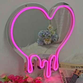 Herzform mit fließendem Design LED-Neonschild Schlafzimmer Wohnzimmer