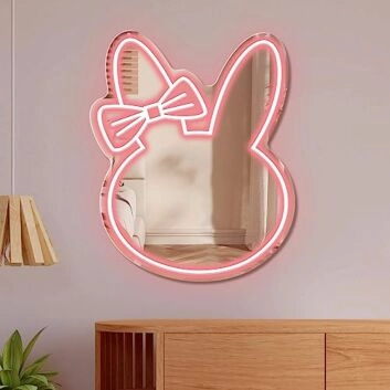 Hasenkopf mit Schleife LED-Neonschild Kinderzimmer Wohnzimmer