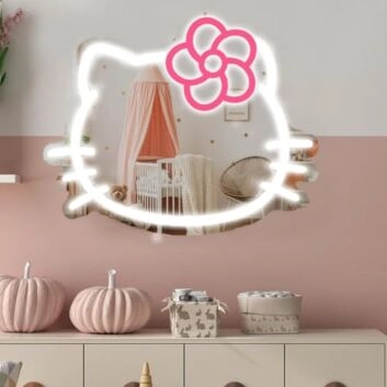 Katzenkopf mit Schleife LED-Neonschild für Kinderzimmer Dekoration