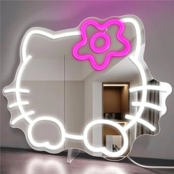 Katze mit Schleife LED-Neonschild für Kinderzimmer Wohnzimmer