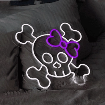Totenkopf mit Schleife LED-Neonschild Wohnzimmer Bar