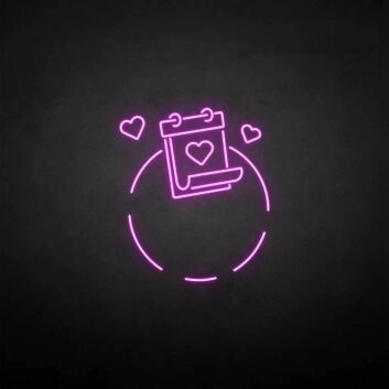 Kalender mit Herzsymbol LED-Neonschild für Hochzeit Jahrestag