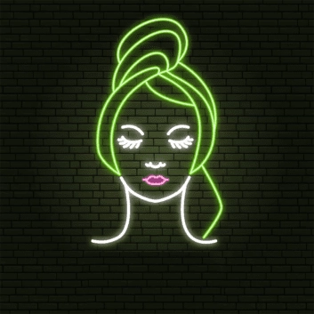 Frauengesicht mit geschlossenen Augen LED-Neonschild für Kosmetikstudio und Friseursalon