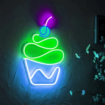 Cupcake mit Kirsche LED-Neonschild für Café und Küche