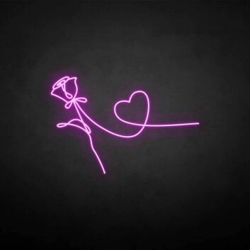 Rose mit Herz LED-Neonschild Wohnzimmer Schlafzimmer