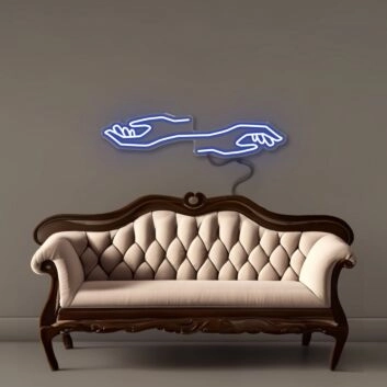 zwei ausgestreckte Hände LED-Neonschild Wohnzimmer Studio